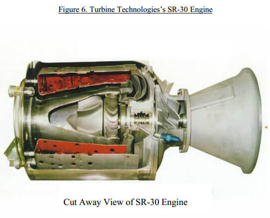 Cutaway view of a turbine engine